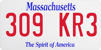 MA license plate 309KR3