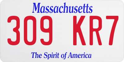 MA license plate 309KR7