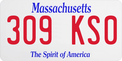 MA license plate 309KS0
