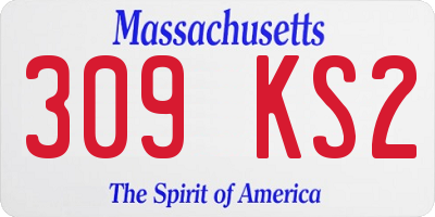MA license plate 309KS2