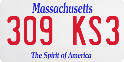 MA license plate 309KS3
