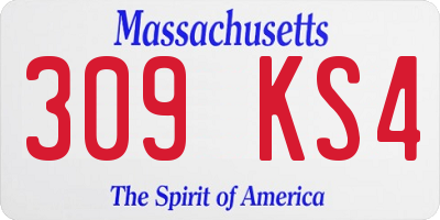 MA license plate 309KS4