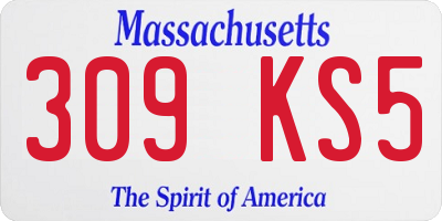 MA license plate 309KS5