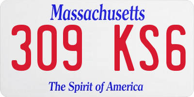 MA license plate 309KS6