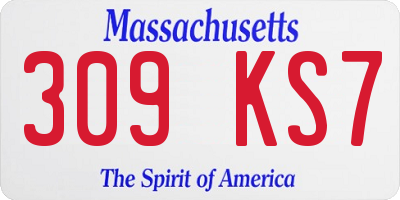 MA license plate 309KS7