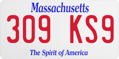 MA license plate 309KS9