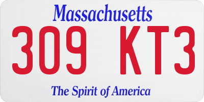 MA license plate 309KT3