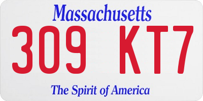 MA license plate 309KT7
