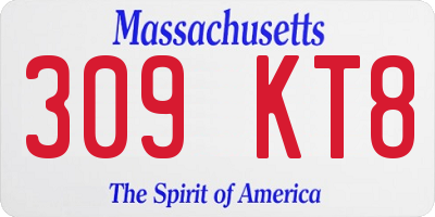 MA license plate 309KT8