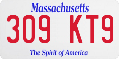 MA license plate 309KT9