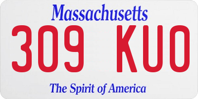 MA license plate 309KU0