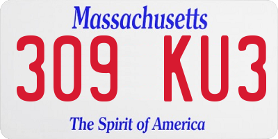 MA license plate 309KU3