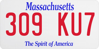 MA license plate 309KU7