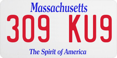 MA license plate 309KU9