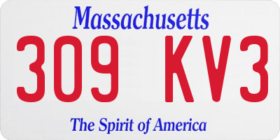 MA license plate 309KV3