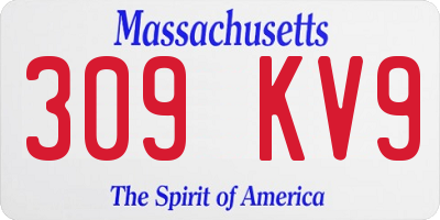 MA license plate 309KV9