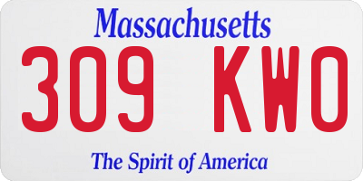 MA license plate 309KW0