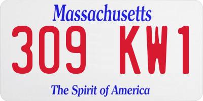 MA license plate 309KW1