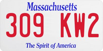 MA license plate 309KW2