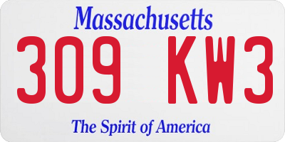 MA license plate 309KW3
