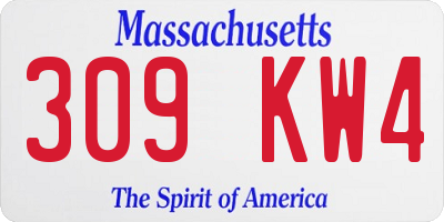 MA license plate 309KW4