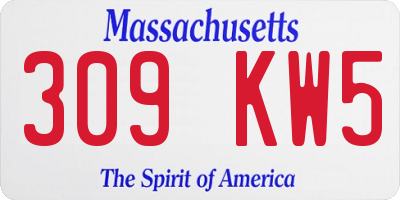 MA license plate 309KW5
