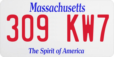 MA license plate 309KW7