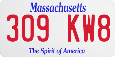 MA license plate 309KW8