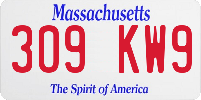 MA license plate 309KW9