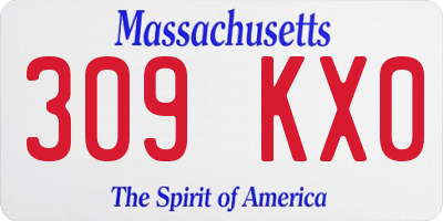MA license plate 309KX0