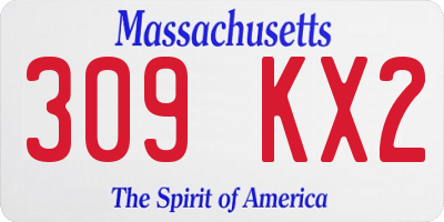 MA license plate 309KX2
