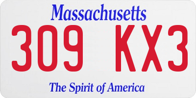 MA license plate 309KX3