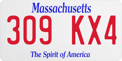 MA license plate 309KX4