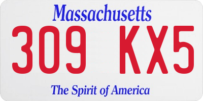 MA license plate 309KX5