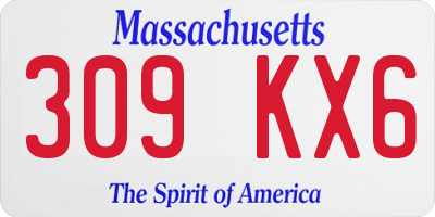 MA license plate 309KX6