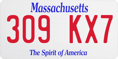MA license plate 309KX7
