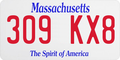 MA license plate 309KX8