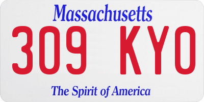 MA license plate 309KY0