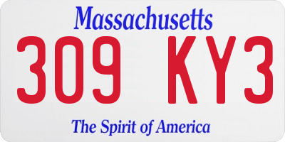 MA license plate 309KY3