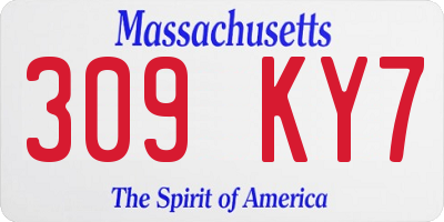 MA license plate 309KY7