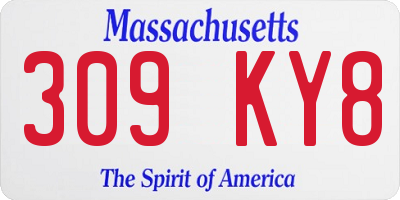 MA license plate 309KY8