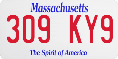 MA license plate 309KY9