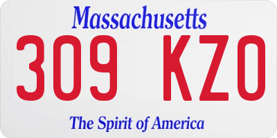 MA license plate 309KZ0