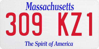 MA license plate 309KZ1