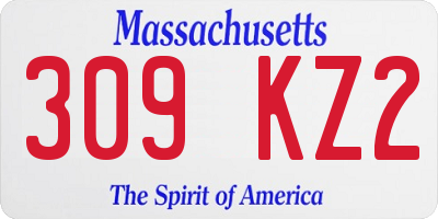 MA license plate 309KZ2