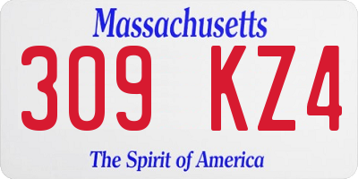 MA license plate 309KZ4