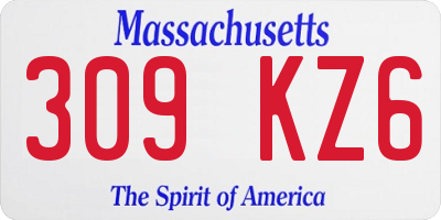 MA license plate 309KZ6