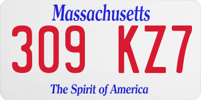 MA license plate 309KZ7