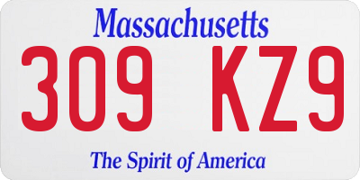 MA license plate 309KZ9