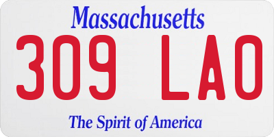 MA license plate 309LA0